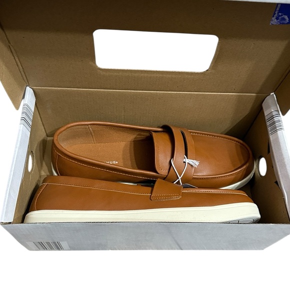 Men’s Casual Loafers Size 10 Brown Vegan Leather Slip On Avenue NEW - Picture 10 of 11